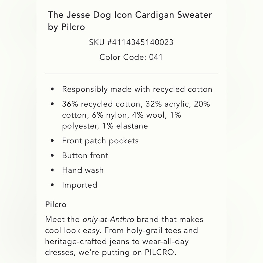 NWT The Jesse Dog Icon Cardigan Sweater by Pilcro - S - Picture 3 of 7